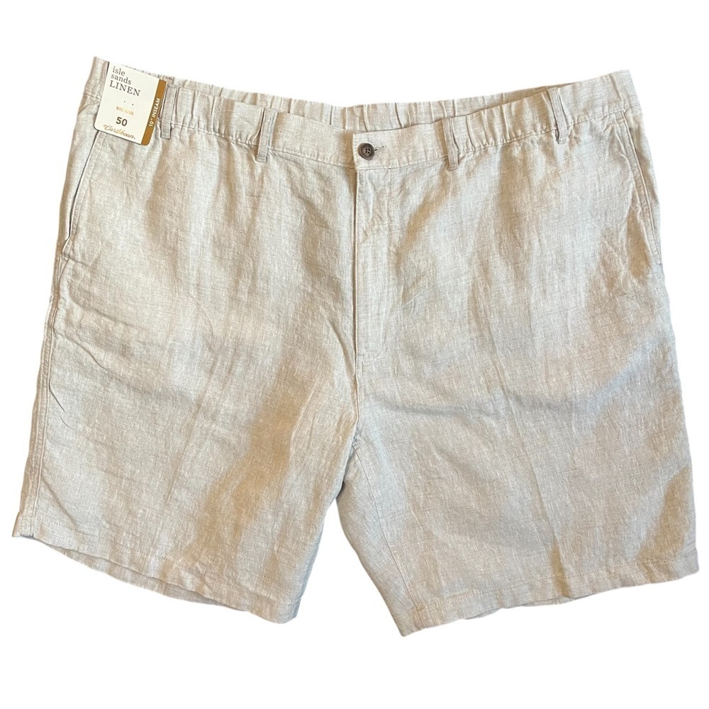 Caribbean Natural Isle Sands 100% Linen Flat Front Shorts